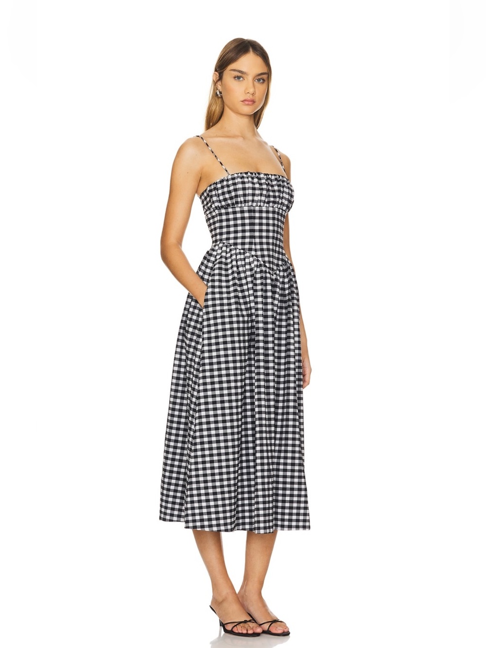 Ronny Kobo Barrett dress in Black & White Gingham Midi Dress Small